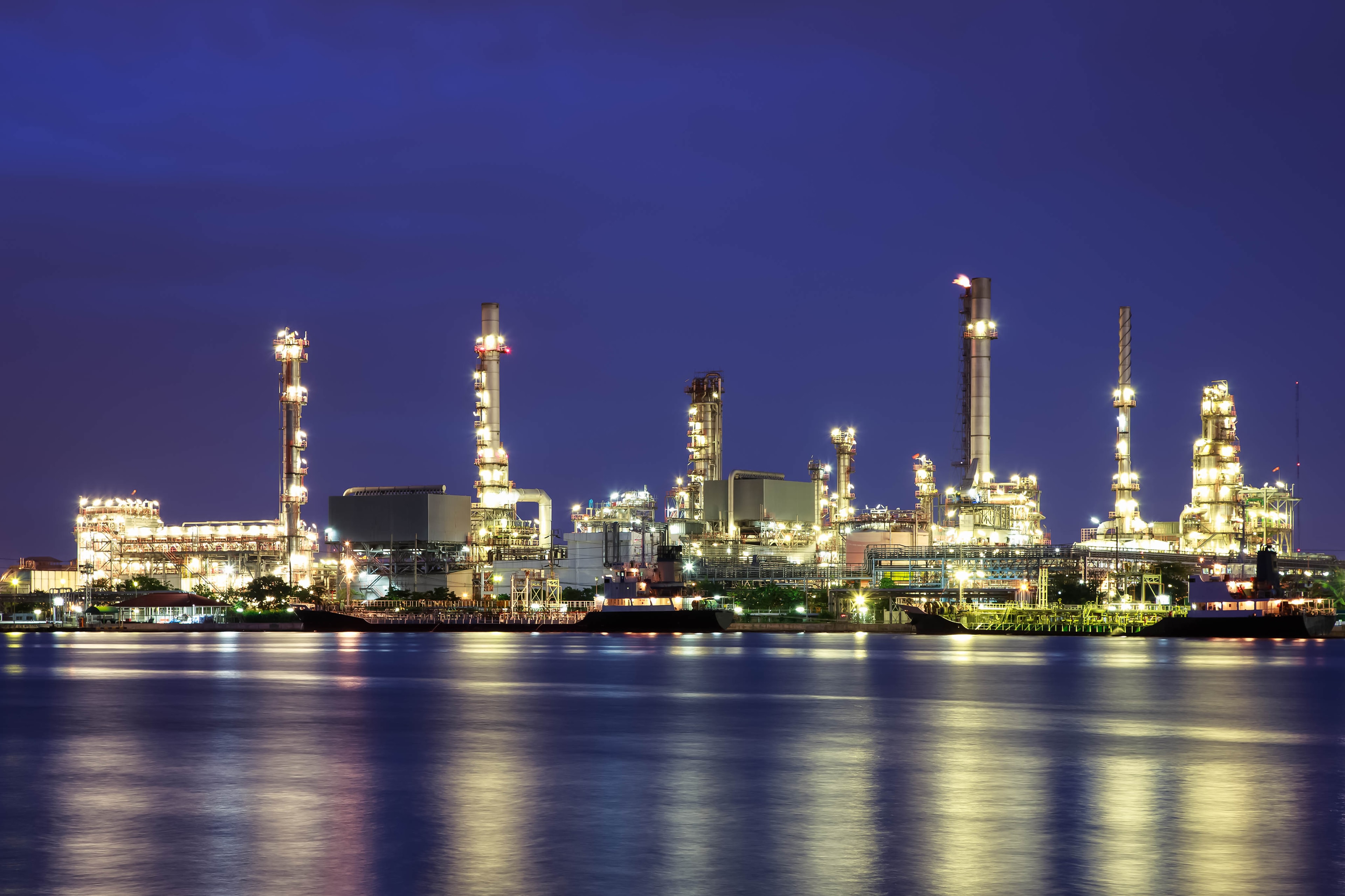 Oil field at sunset